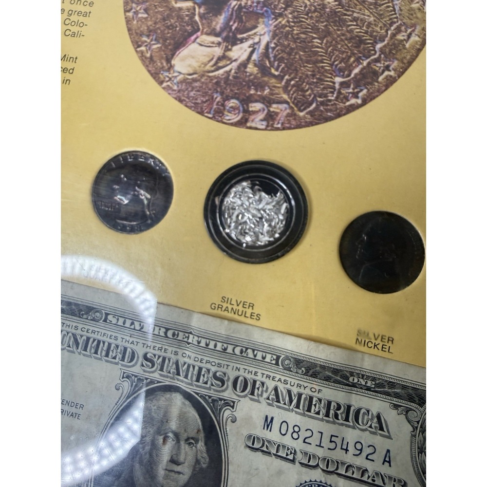 The Silver Story- Silver Certificate Half Dollar Quarter Dime Nickel & Granules - Picture 4 of 12